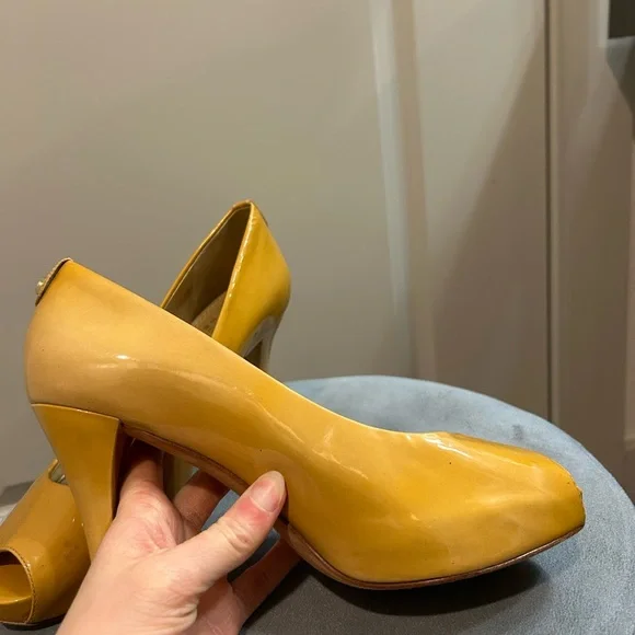 Stuart Weitzman Patent Leather Peep-Toe Heels - Picture 7 of 11